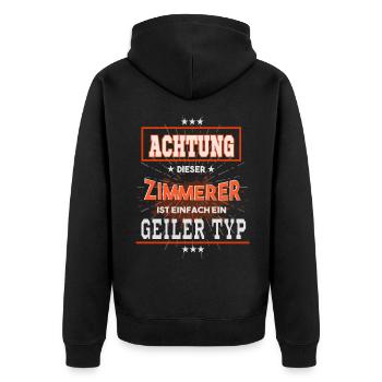 Zimmerer ist einfach nur ein geiler Typ - Unisex Premium Bio Zip Hoodie - Schwarz - Hinten - Nico (187cm)