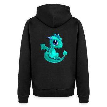 Baby Drache Cyan | Niedlicher cyan Baby Drache - Unisex Premium Bio Zip Hoodie - Schwarz - Hinten - Nico (187cm)