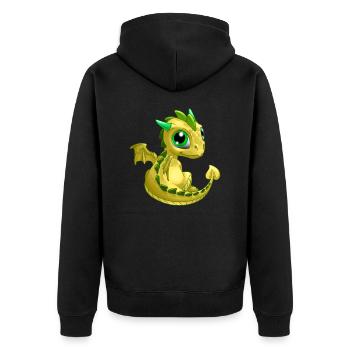 Baby Drache Gelb | Niedlicher gelber Baby Drache - Unisex Premium Bio Zip Hoodie - Schwarz - Hinten - Nico (187cm)