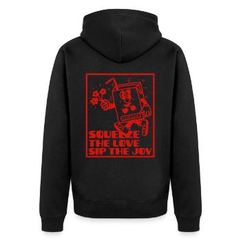Mascotte rétro vintage jus de fruit d'amour mignon - Veste à capuche bio Premium Unisexe - noir - Dos - Nico (187cm)