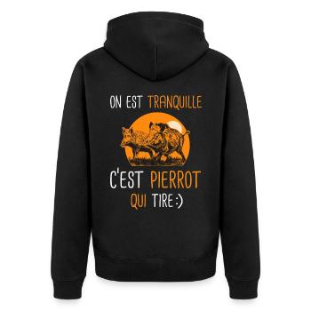 chasse Tranquille Pierrot qui tire Humour pierre - Veste à capuche bio Premium Unisexe - noir - Dos - Nico (187cm)
