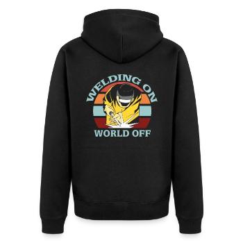 Weld - Unisex Premium Organic Zip Hoodie - black - Back - Nico (187cm)