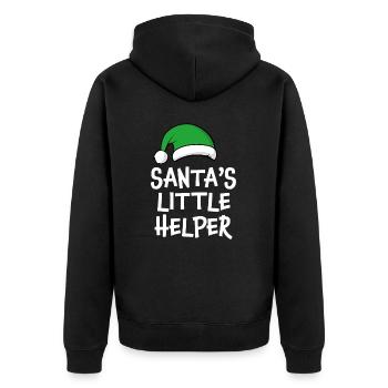 Der kleine Helfer des Weihnachtsmanns - Unisex Premium Bio Zip Hoodie - Schwarz - Hinten - Nico (187cm)