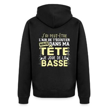 Basse Bassiste Guitare Guitariste Musique Musicien - Veste à capuche bio Premium Unisexe - noir - Dos - Nico (187cm)