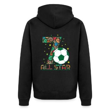 7th Birthday Football All Star 7 Years - Unisex Premium Organic Zip Hoodie - black - Back - Nico (187cm)