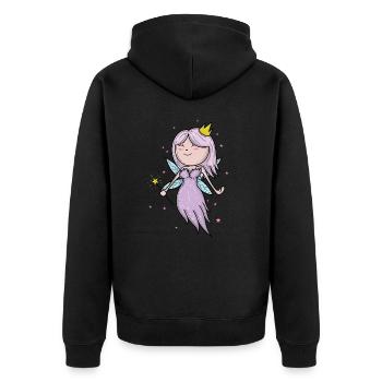 Prinzessin als Fee Tochter - Unisex Premium Bio Zip Hoodie - Schwarz - Hinten - Nico (187cm)