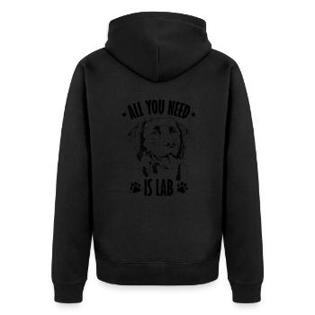 All You Need is Lab Labrador Dog - Unisex Premium Organic Zip Hoodie - black - Back - Nico (187cm)