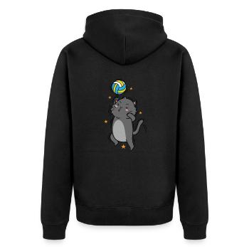 Chat joue volleyball sport passe-temps animal de compagnie - Veste à capuche bio Premium Unisexe - noir - Dos - Nico (187cm)