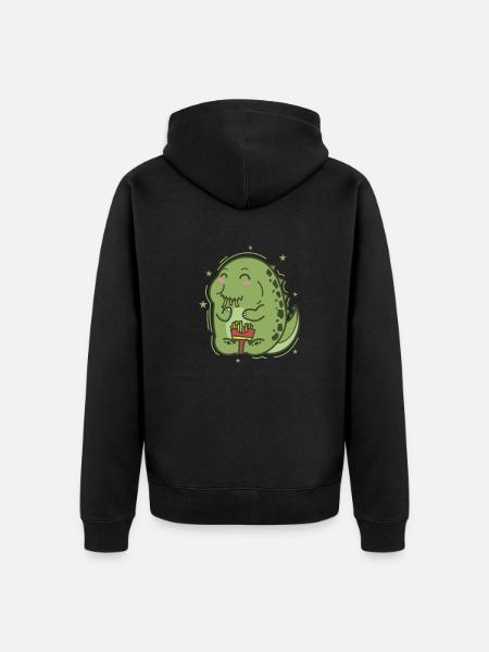 little dinosaur loves chips dinosaurs - Unisex Premium Organic Zip Hoodie - black