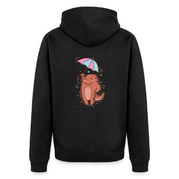 Dino with parasol Dinosaur Reptile - Unisex Premium Organic Zip Hoodie - black - Back - Nico (187cm)