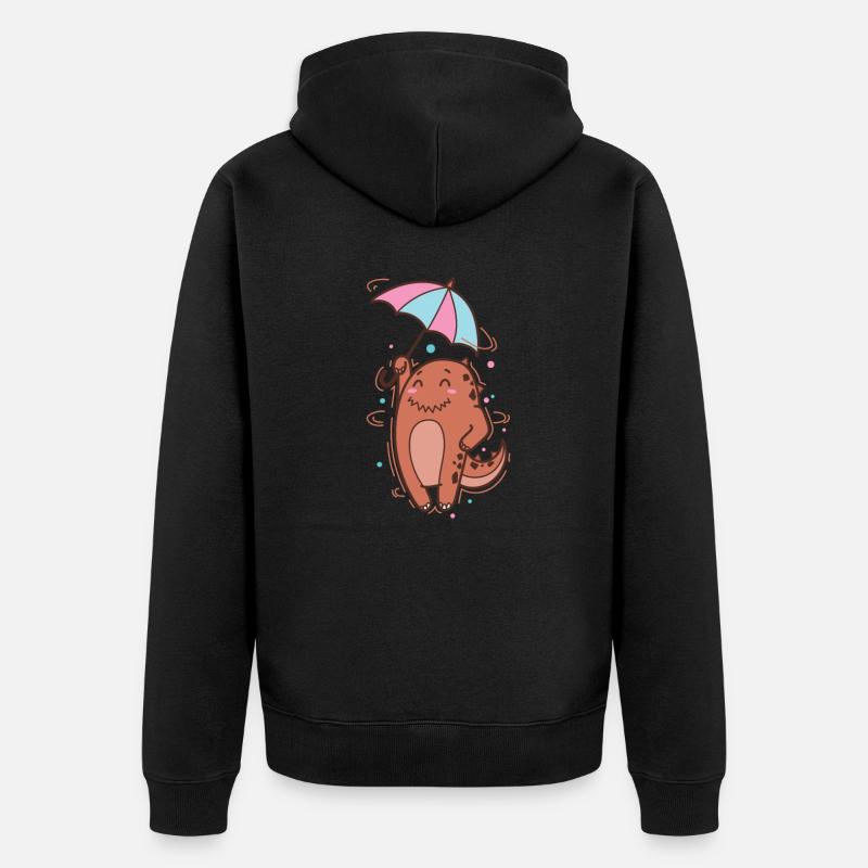 Dino avec parasol Dinosaure Reptile - Veste à capuche bio Premium Unisexe - noir