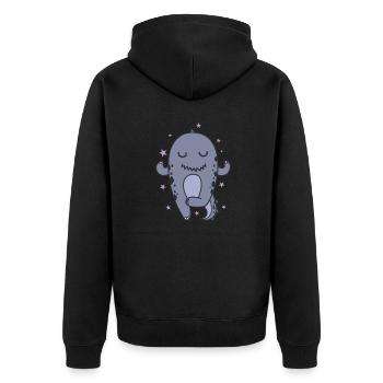 kleiner Dino meditiert Dinosaurier Reptil - Unisex Premium Bio Zip Hoodie - Schwarz - Hinten - Nico (187cm)