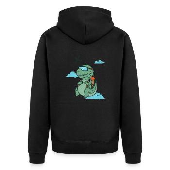 Dino parachute jumping dinosaurs - Unisex Premium Organic Zip Hoodie - black - Back - Nico (187cm)