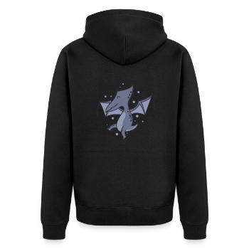 Flugsaurier Dino Dinosaurier Reptil Tier - Unisex Premium Bio Zip Hoodie - Schwarz - Hinten - Nico (187cm)