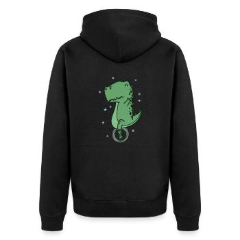 Dino on a Unicycle Dinosaur Reptile - Unisex Premium Organic Zip Hoodie - black - Back - Nico (187cm)