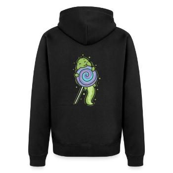 Dino with a lollipop dinosaur reptile - Unisex Premium Organic Zip Hoodie - black - Back - Nico (187cm)