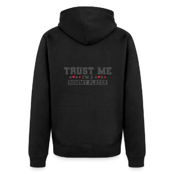 Trust me I'm a Rummy Player Card Game Romme - Unisex Premium Organic Zip Hoodie - black - Back - Nico (187cm)