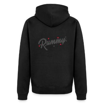 Rummy Hobby Jeu de cartes Romme Carte à jouer - Veste à capuche bio Premium Unisexe - noir - Dos - Nico (187cm)