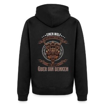 Wikinger Krieger Nordmann Axt Valhalla Nordmänner - Unisex Premium Bio Zip Hoodie - Schwarz - Hinten - Nico (187cm)