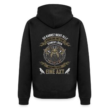 Wikinger Krieger Nordmann Axt Valhalla Nordmänner - Unisex Premium Bio Zip Hoodie - Schwarz - Hinten - Nico (187cm)