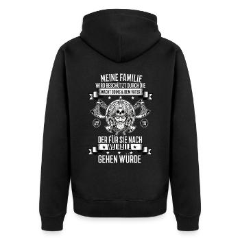 Wikinger Krieger Nordmann Axt Valhalla Nordmänner - Unisex Premium Bio Zip Hoodie - Schwarz - Hinten - Nico (187cm)
