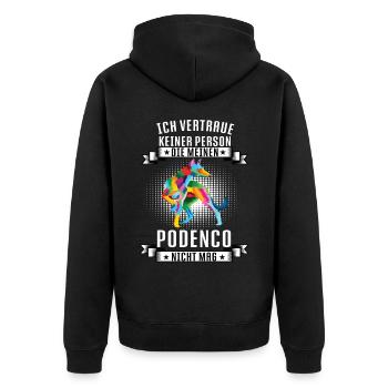 Ich Vertraue keiner Person Podenco Podencobesitzer - Unisex Premium Bio Zip Hoodie - Schwarz - Hinten - Nico (187cm)