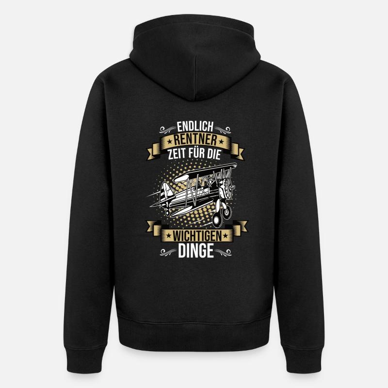Endlich Rentner Modellflugzeug Modellflug Flug - Unisex Premium Bio Zip Hoodie - Schwarz