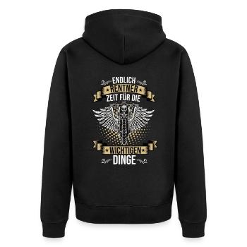 Motorrad Motorradfahrer Motorradverein Motorradfan - Unisex Premium Bio Zip Hoodie - Schwarz - Hinten - Nico (187cm)