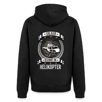 Urlaub beginnt im Helikopter Hubschrauber Pilot - Unisex Premium Bio Zip Hoodie - Schwarz - Hinten - Nico (187cm)