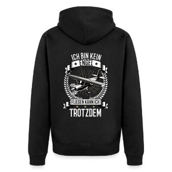 Ich bin kein Engel Modellflugzeug Flugzeug Flug - Unisex Premium Bio Zip Hoodie - Schwarz - Hinten - Nico (187cm)