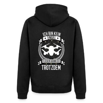 Ich bin kein Engel Drohne Drone Quadcopter fpv - Unisex Premium Bio Zip Hoodie - Schwarz - Hinten - Nico (187cm)