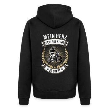 Motorrad Motorradfahrer Motorradverein Motorradfan - Unisex Premium Bio Zip Hoodie - Schwarz - Hinten - Nico (187cm)