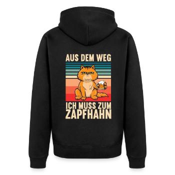 Aus dem Weg Ich muss Zum Zapfhahn Bier Saufen - Unisex Premium Bio Zip Hoodie - Schwarz - Hinten - Nico (187cm)