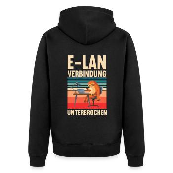 E Lan Verbindung Faultier Faultierliebhaber sloth - Unisex Premium Bio Zip Hoodie - Schwarz - Hinten - Nico (187cm)