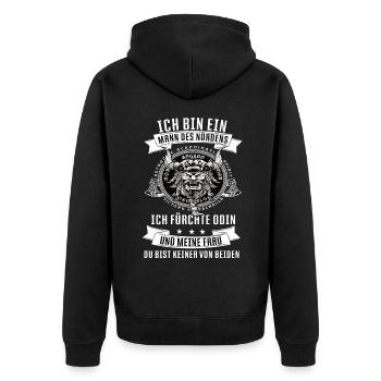 Wikinger Krieger Nordmann Axt Valhalla Nordmänner - Unisex Premium Bio Zip Hoodie - Schwarz - Hinten - Nico (187cm)