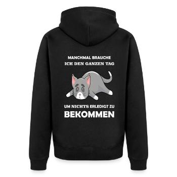 Katze Katzen Katzenliebhaber Lustige Katze Kater - Unisex Premium Bio Zip Hoodie - Schwarz - Hinten - Nico (187cm)