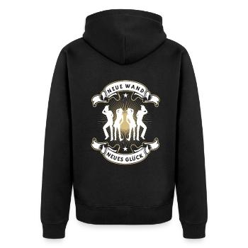 Neue Wand Neues Glück Linedance Countrymusik - Unisex Premium Bio Zip Hoodie - Schwarz - Hinten - Nico (187cm)