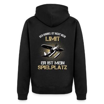 Der Himmel ist nicht mein Limit Modellflugzeug - Unisex Premium Bio Zip Hoodie - Schwarz - Hinten - Nico (187cm)