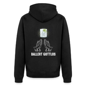 Ballert Gottlos Gin Gintrinker Ginliebhaber - Unisex Premium Bio Zip Hoodie - Schwarz - Hinten - Nico (187cm)