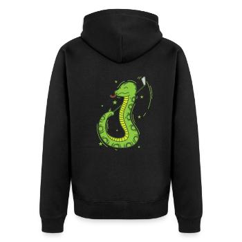 Snake Plays Golf Reptile Animal Zoo - Unisex Premium Organic Zip Hoodie - black - Back - Nico (187cm)