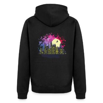 Skyline avec Witch Building City Silhouette - Veste à capuche bio Premium Unisexe - noir - Dos - Nico (187cm)