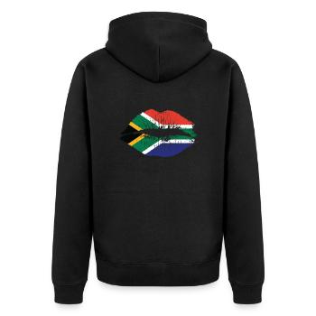 Mund Lippen mit Südafrika Farben Kontinent - Unisex Premium Bio Zip Hoodie - Schwarz - Hinten - Nico (187cm)