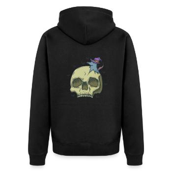 Crâne en os d’Halloween avec souris sorcière - Veste à capuche bio Premium Unisexe - noir - Dos - Nico (187cm)