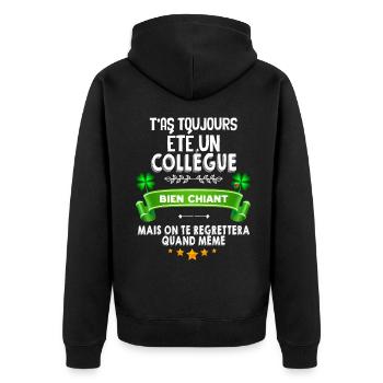 T-shirt collègue chiant Humour Départ en retraite - Veste à capuche bio Premium Unisexe - noir - Dos - Nico (187cm)