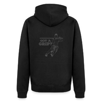 got a Grip? Calisthenics Fitness Workout - Unisex Premium Bio Zip Hoodie - Schwarz - Hinten - Nico (187cm)