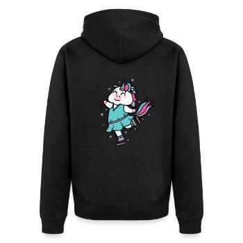 Einhorn fährt Schlittschuh Fabelwesen Sport - Unisex Premium Bio Zip Hoodie - Schwarz - Hinten - Nico (187cm)
