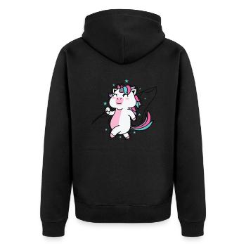Einhorn möchte Angeln gehen Fabelwesen Sport - Unisex Premium Bio Zip Hoodie - Schwarz - Hinten - Nico (187cm)