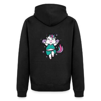 Cheerleader Einhorn Fabelwesen Sport - Unisex Premium Bio Zip Hoodie - Schwarz - Hinten - Nico (187cm)