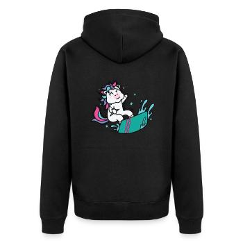 Licorne en kite ou wakeboard - Veste à capuche bio Premium Unisexe - noir - Dos - Nico (187cm)