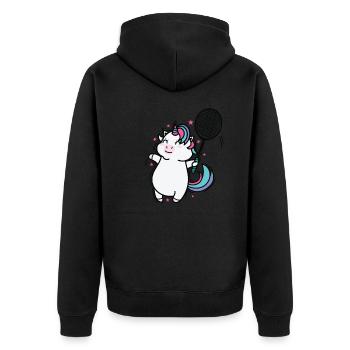 Einhorn spielt Badminton Fabelwesen Sport - Unisex Premium Bio Zip Hoodie - Schwarz - Hinten - Nico (187cm)